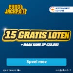 Gratis 15 loten Eurojackpot t.w.v. € 30,- + Kans op € 25.000,-